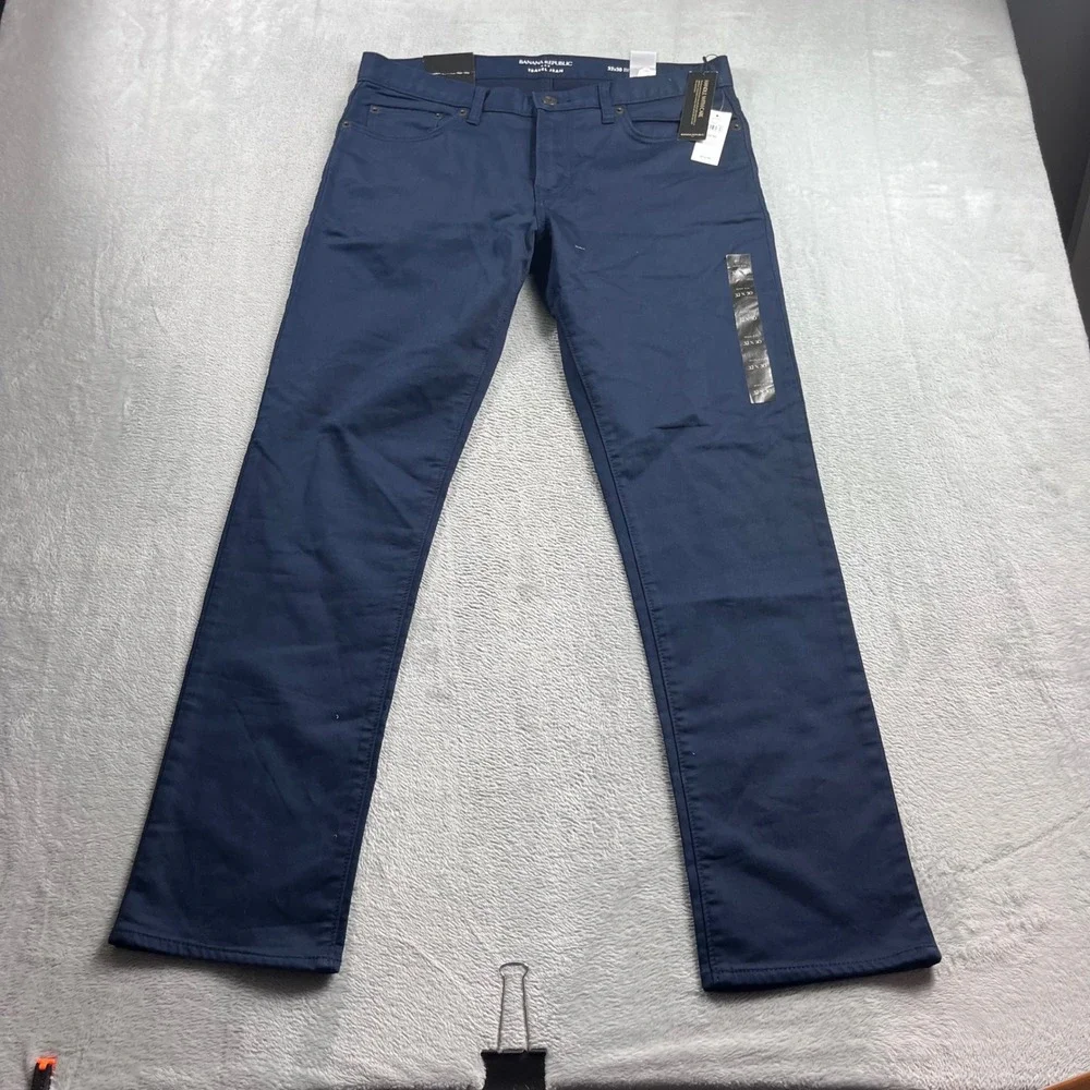 Banana Republic Travel Jean Mens 32x30 Slim Fit Navy Blue 5-Pocket Pants NEW
